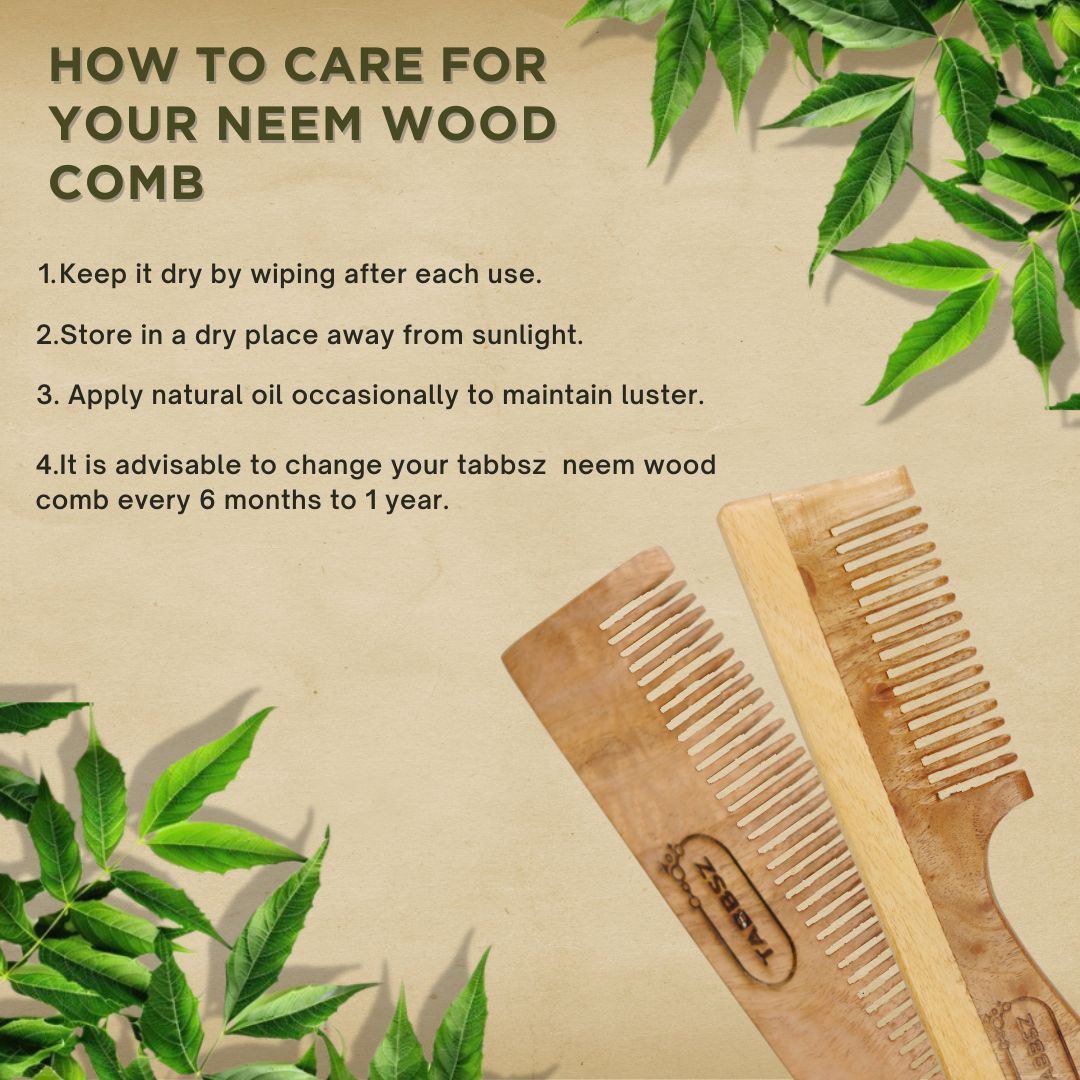 Tabbsz kachi neem wood comb, Kachi neem wood comb, Eco friendly comb, Non plastic comb, Wooden comb, Neem wood comb, Affordable wooden comb, Cheap wood comb, Best wood comb, Anti hairfall comb, Hair growth comb, Neem oil infused comb, Neem comb for thick hair, Sustainable hair comb, Hair care comb, Neem comb benefits, Anti dandruff wooden comb, shipped globally, India's first cleaning tablet, 100% natural comb, Handle comb, Handle wood comb, Ayurvedic comb