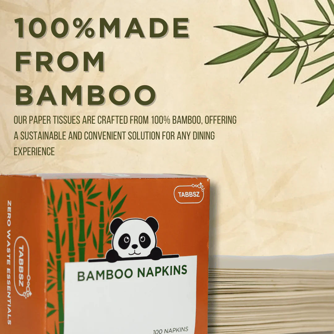 Tabbsz bamboo napkin box, eco-friendly paper tissues, biodegradable dining tissues, sustainable and soft bamboo tissue paper, natural and chemical-free napkins